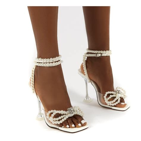 pearl high heel sandals.